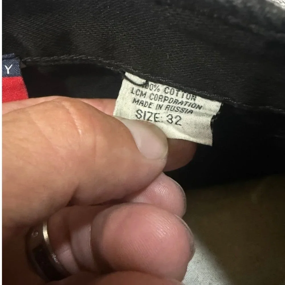 Vintage Tommy Hilfiger Carpenter Pants Mens 30X29 Black Cotton Wide Leg Workwear